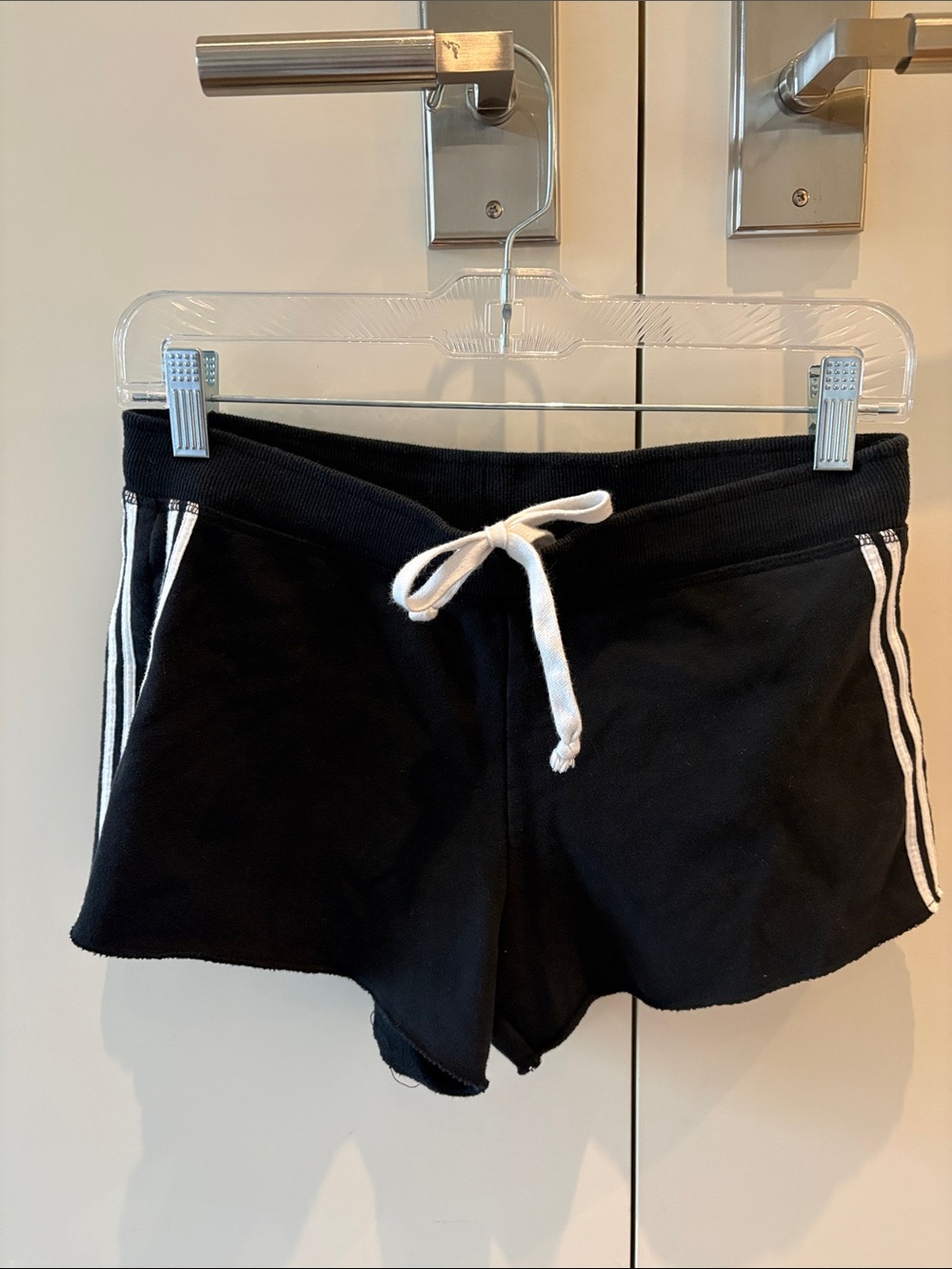 Hollister Black Athletic Shorts with White Drawstring & Side Stripes
